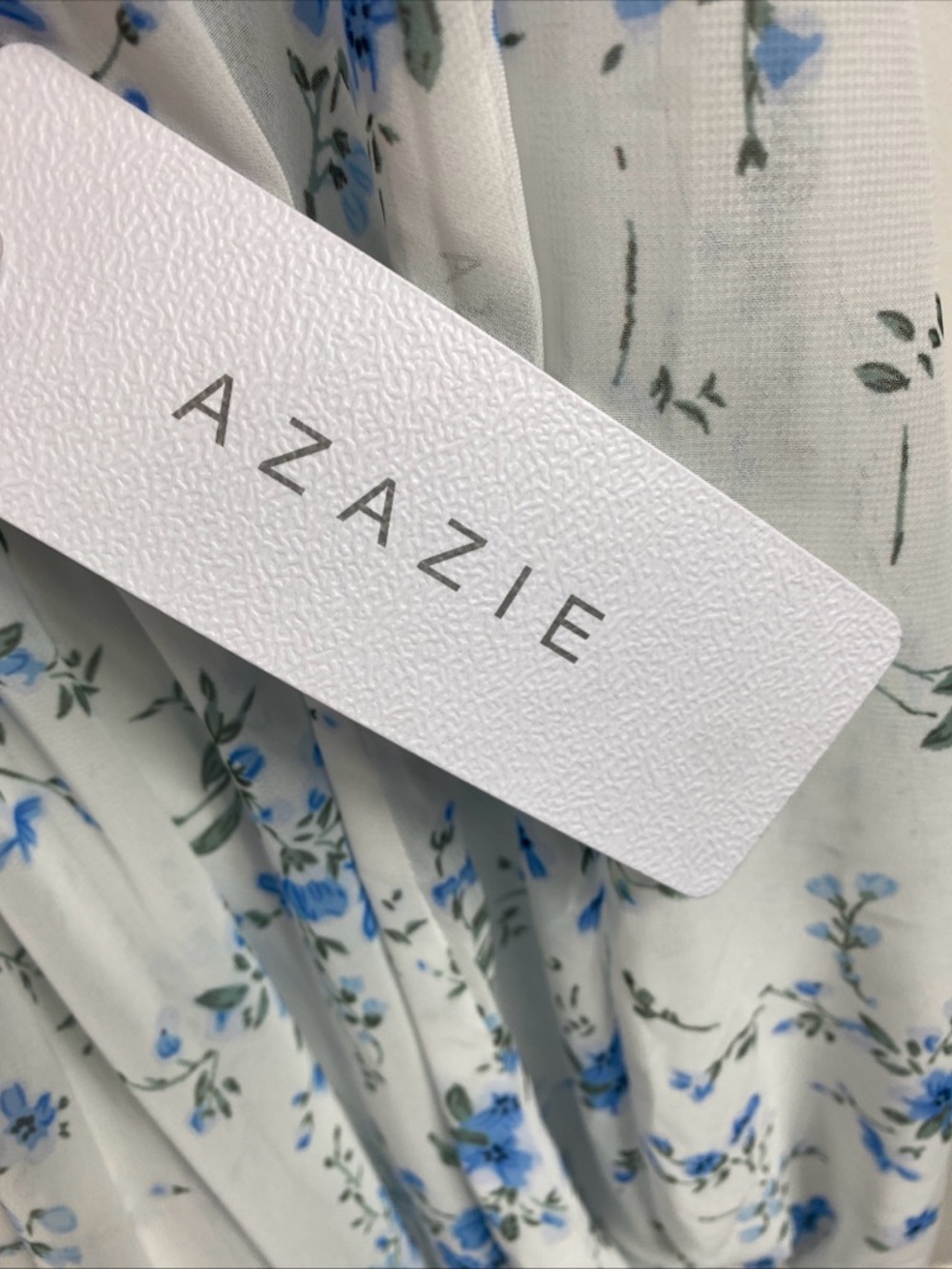 Azazie Norah Blue Cottage Floral Chiffon Spring Gown Dress Sheer Slit A20 - Picture 6 of 9